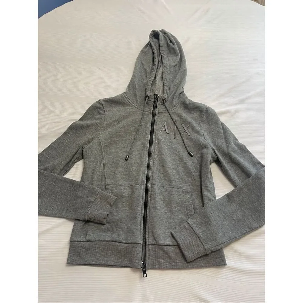 Armani Exchange Grey Zip Up Jacket Hoodie Size Small